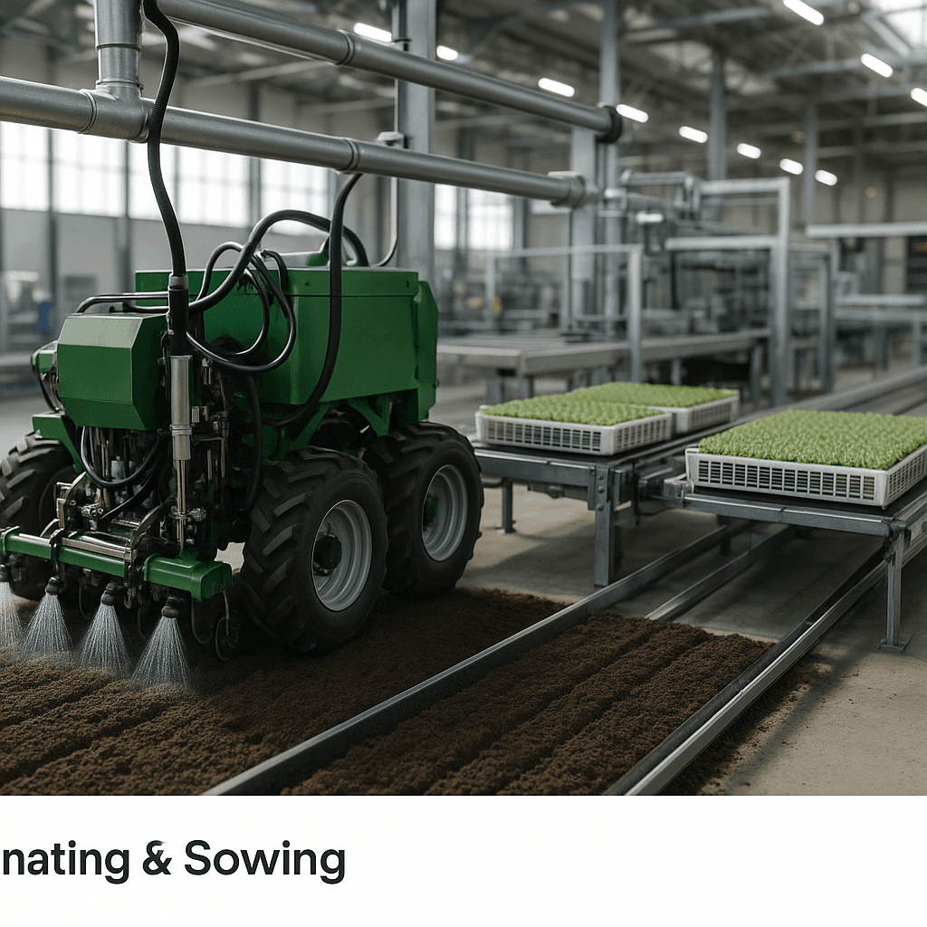 Photograph of Irrigating & Sowing automation in a modern industrial facility