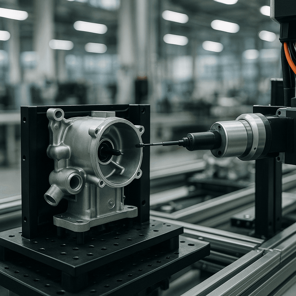 Photograph of Production Testing automation in a modern industrial facility