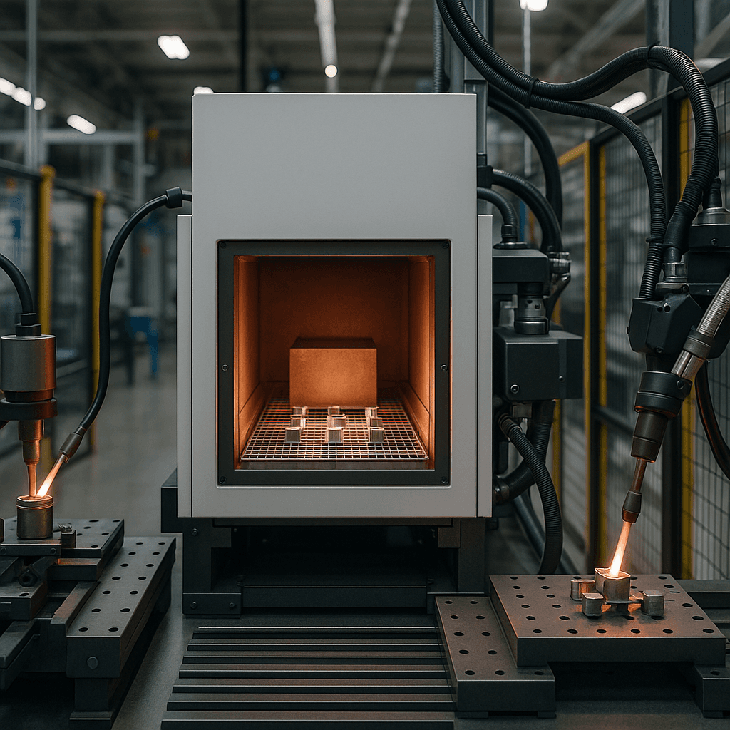 Photograph of Brazing automation in a modern industrial facility