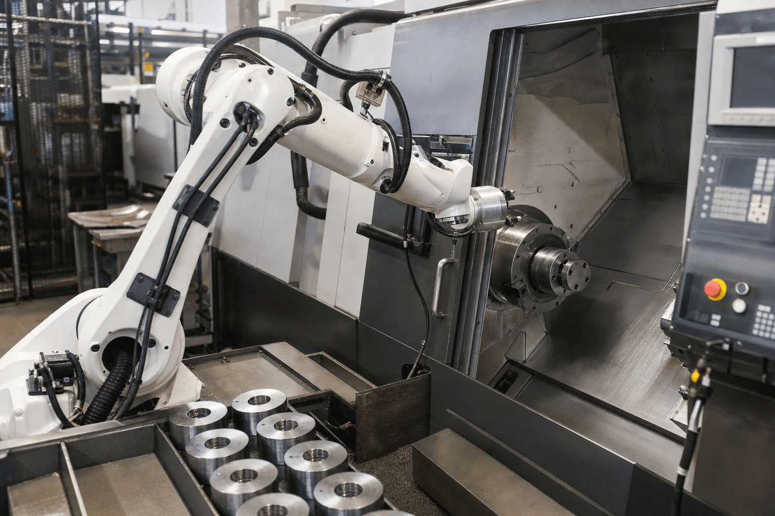 Photograph of CNC Machine Tending automation in a modern industrial facility