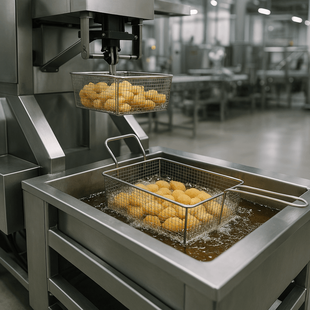 Photograph of Deep Frying automation in a modern industrial facility