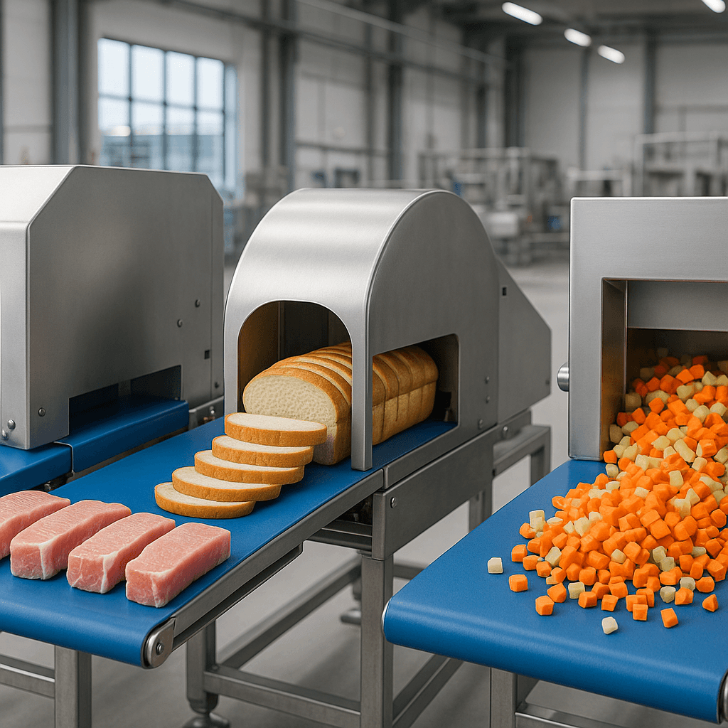 Photograph of Food Cutting automation in a modern industrial facility