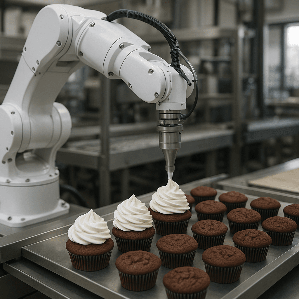 Photograph of Decorating & Garnishing automation in a modern industrial facility