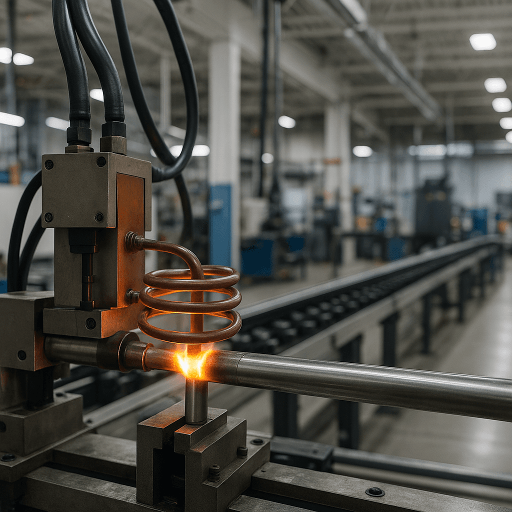 Photograph of Induction Welding automation in a modern industrial facility