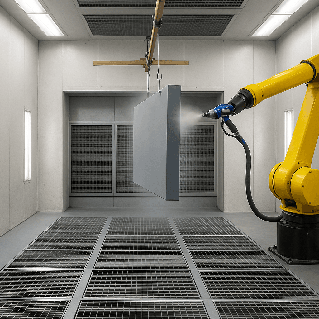 Photograph of Liquid Coating automation in a modern industrial facility