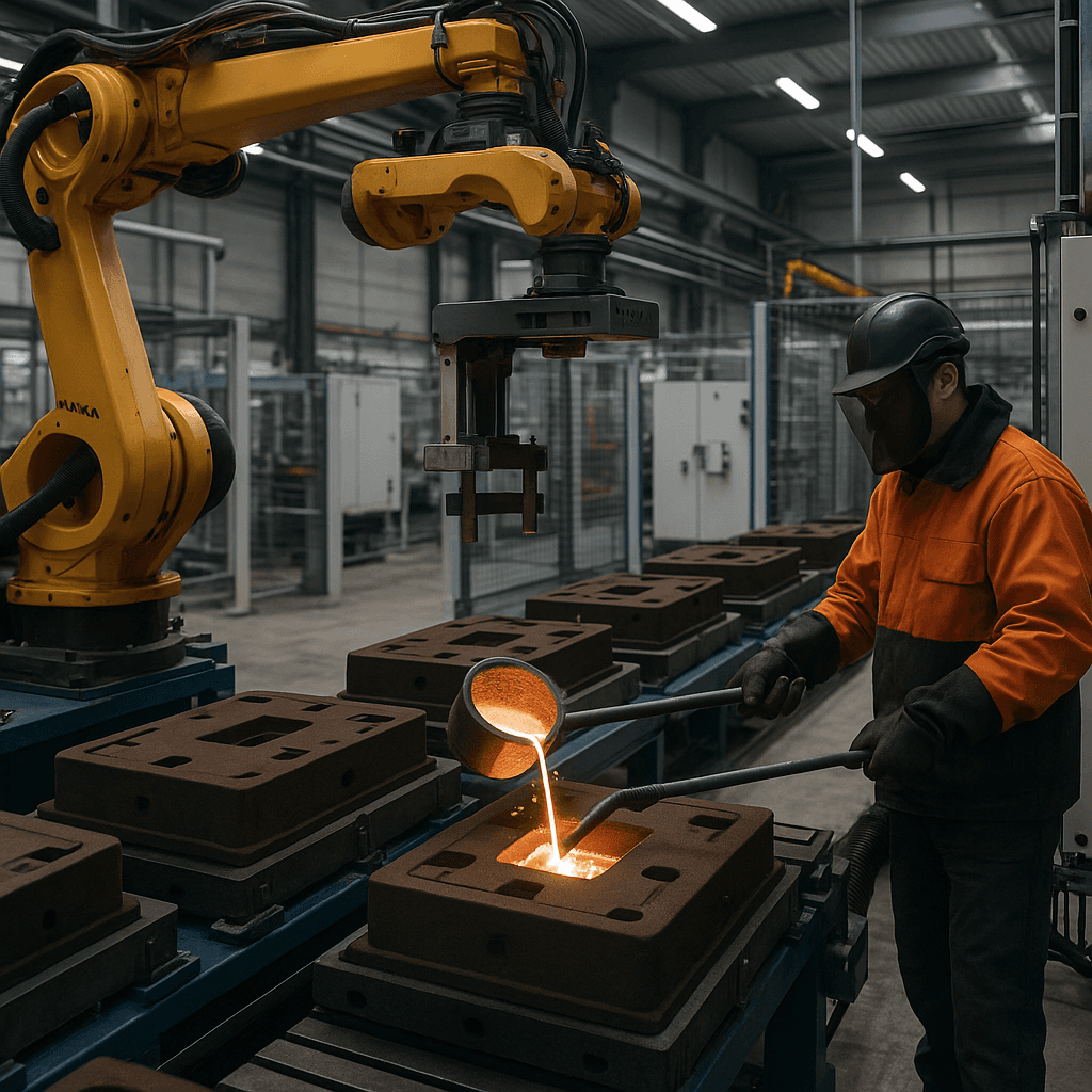 Photograph of Casting automation in a modern industrial facility