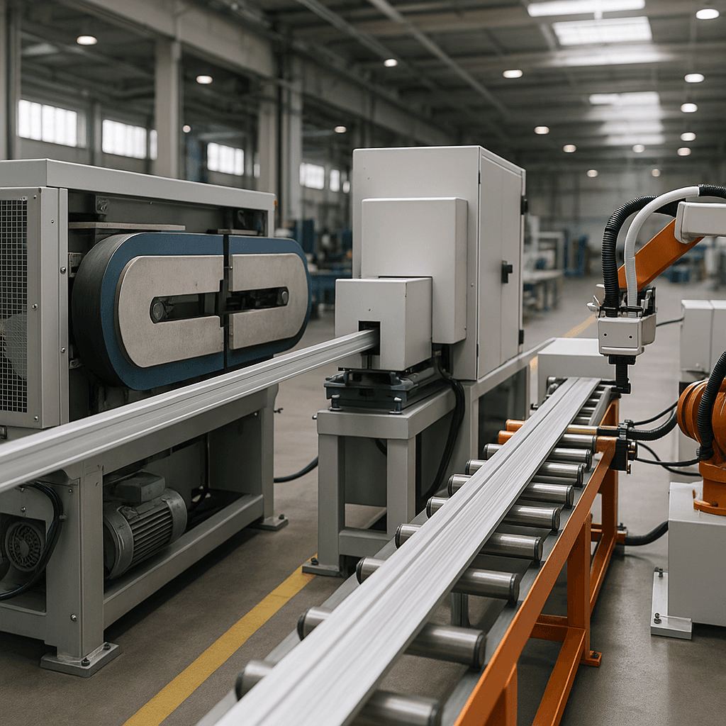 Photograph of Extrusion automation in a modern industrial facility