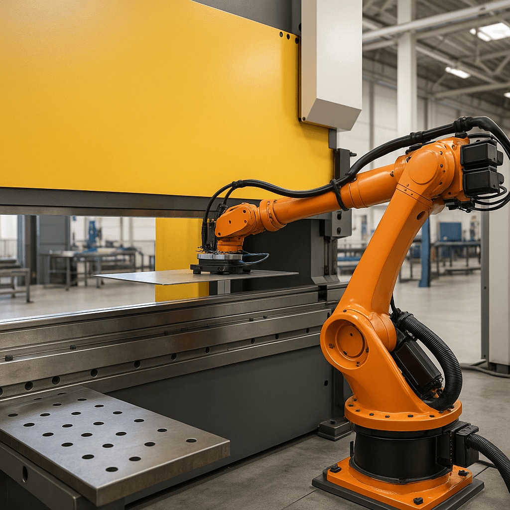 Photograph of Press & Stamping Machine Tending automation in a modern industrial facility