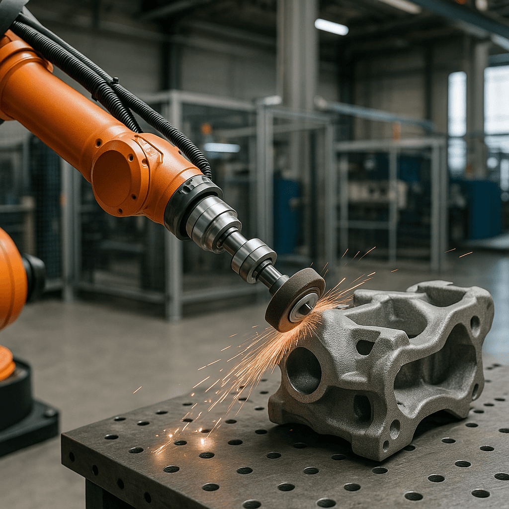 Photograph of Robotic Deburring / Grinding / Finishing automation in a modern industrial facility