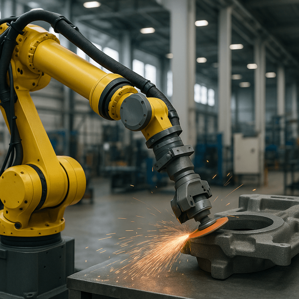 Photograph of Grinding automation in a modern industrial facility