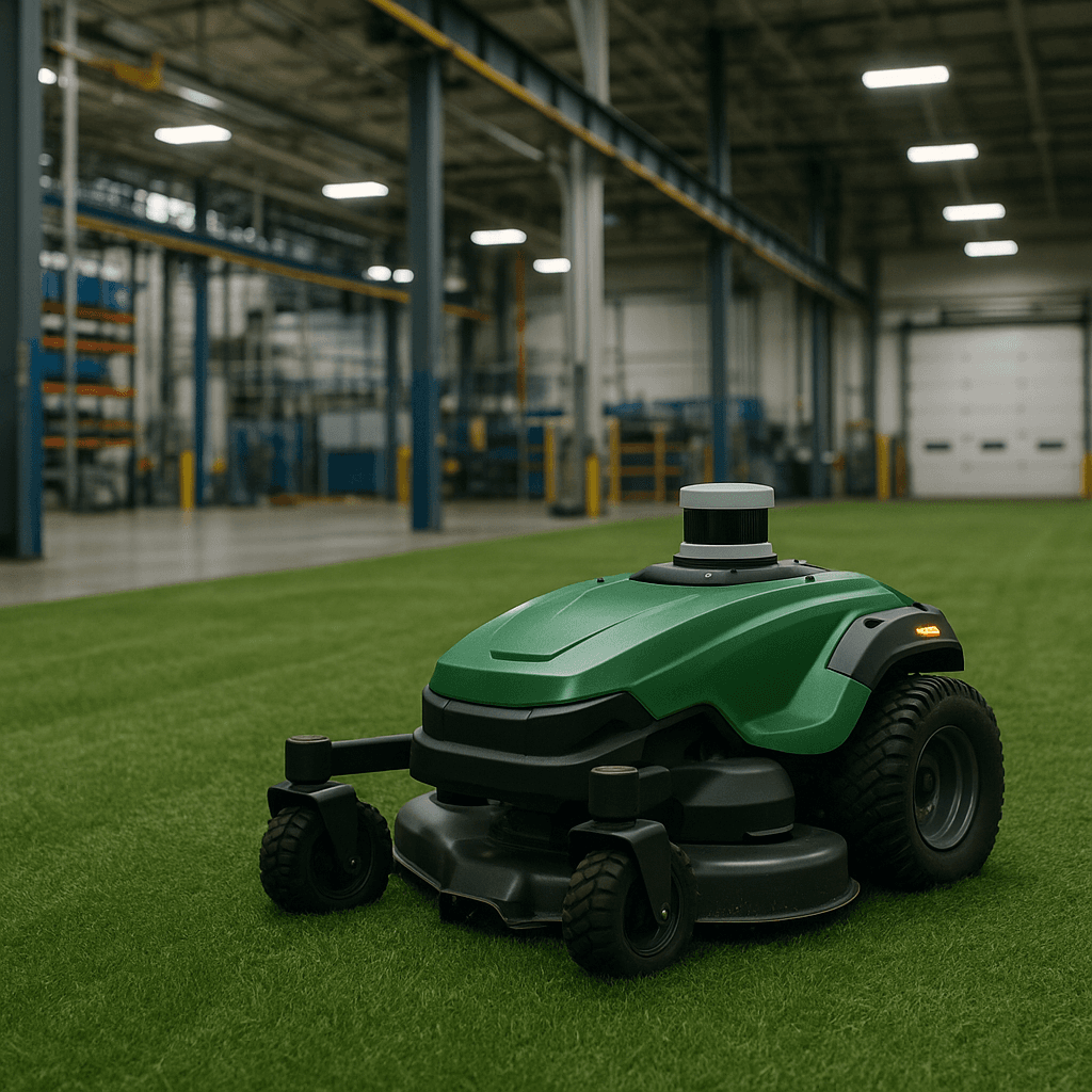 Photograph of Mowing automation in a modern industrial facility