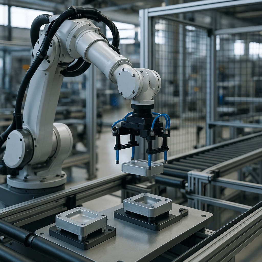 Photograph of Pick & Place automation in a modern industrial facility