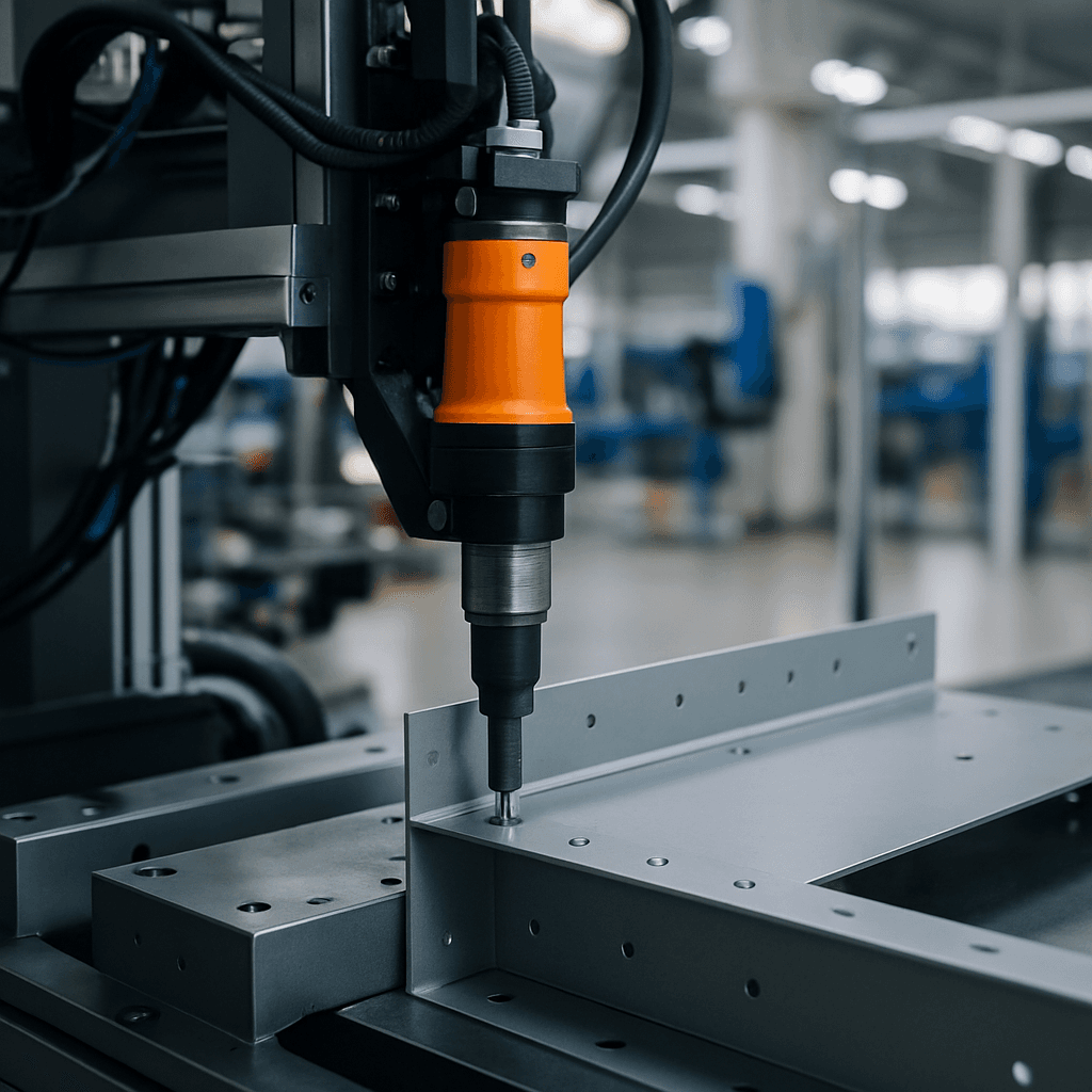 Photograph of Riveting automation in a modern industrial facility