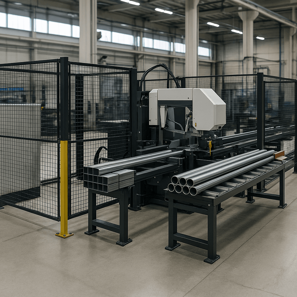 Photograph of Sawing automation in a modern industrial facility