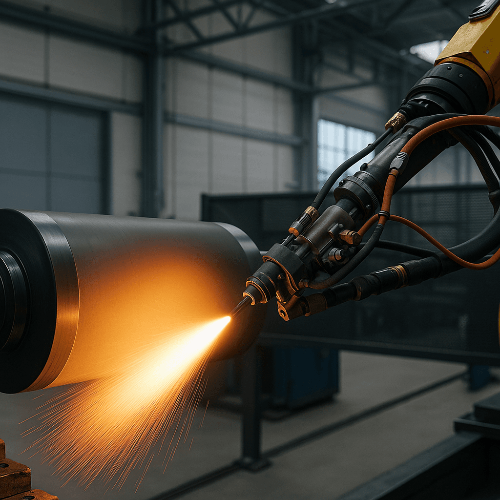 Photograph of Thermal Spraying automation in a modern industrial facility