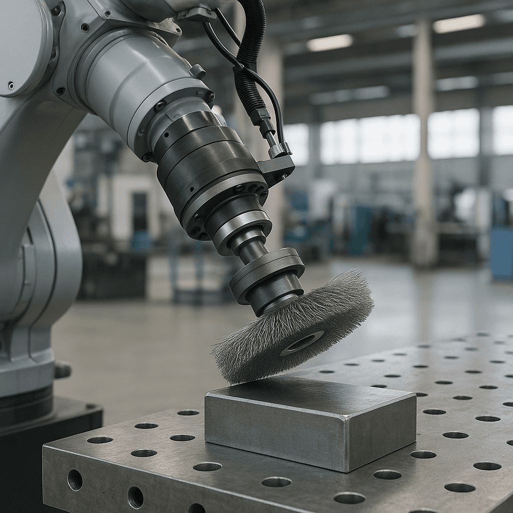 Photograph of Wire Brushing automation in a modern industrial facility